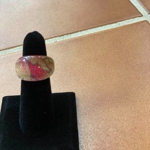 Murano Glass Ring Handblown - Peach/Pink/Yellow/et